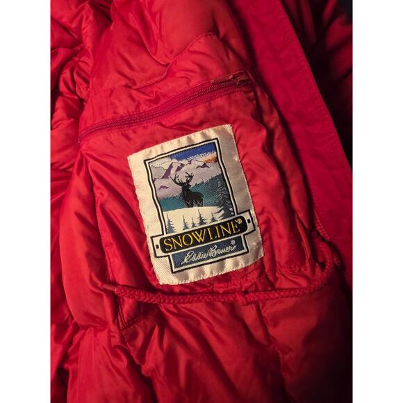 Vintage Eddie Bauer Winter Coat Womens Large Red Goose Down SnowLine Sled Puffer - Picture 8 of 10